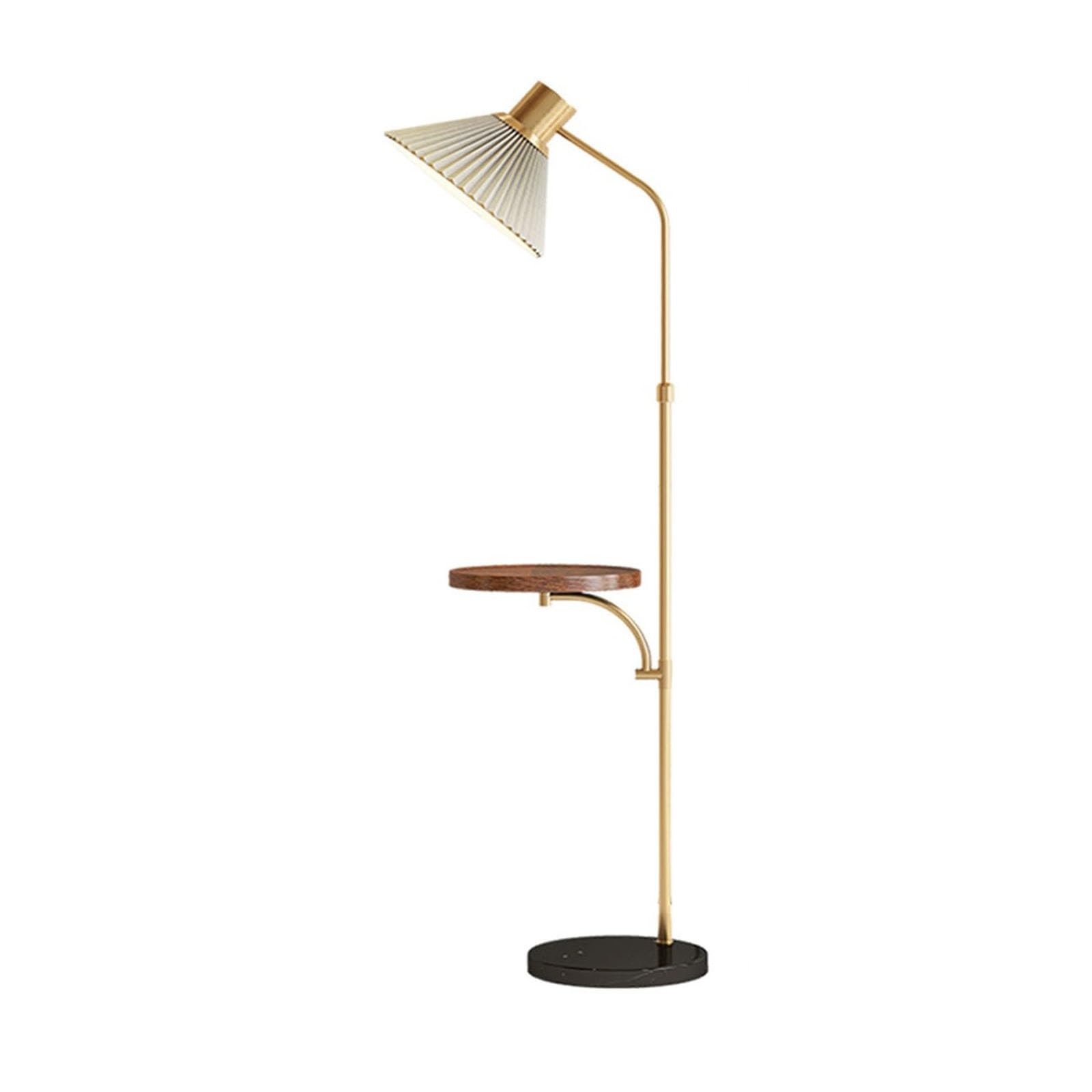 Z4T8M2K6G5 Tall Standing Lamp Space Saver Modern Style Standing Floor Lamp with Wood Tray, Dimmable for Living Room, Bedroom, Office(Gold)
