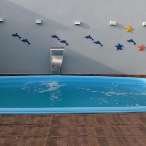 MJ DECOR Trio de Golfinhos Resina Enfeite Decorativo Casa de Praia Parede Piscina 28cm Decoração Áre