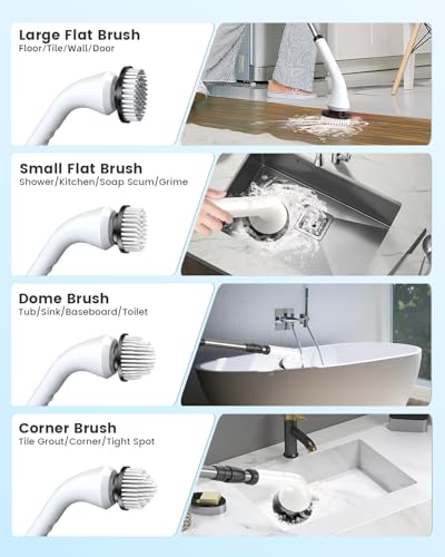 Image of 8-in-1 Replaceable Brush Heads Set, Versatile Cleaning Kit for Electric Spin Scrubber, Cleaning Portable Scrubber Heads for Bathroom, Tub, Tile, Floor, etc