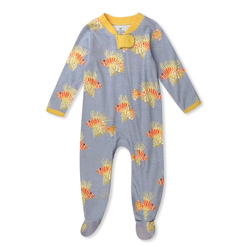 Image of HonestBaby Baby Boys' Sleep and Play Footed Pajamas One-Piece Sleeper Jumpsuit Zip-front Pjs Organic Cotton