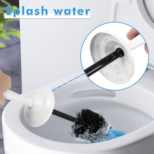 Image of Stainless Steel Toilet Brush and Holder,Toilet Bowl Brush with Long Handle for Bathroom,Toilet Brushes-Space Saving,Covered Brush, Durable, Deep Cleaning,Splash Resistant (White)