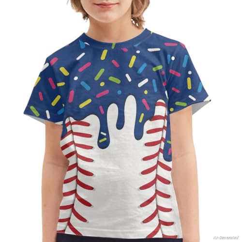 Image of Renewold Kids Novelty T-Shirt for Girls Boys Short Sleeve Crewneck Summer Tee Soft Breathable Graphic Shirt for Age 2-16