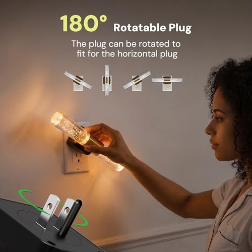 L LOHAS LED Night Light, Night Lights Plug into Wall, Dimmable, Rotating | Light Sensor Nightlight, 3000K, LED Acrylic Bubble Nightlights Plug in, Bedroom Bathroom Hallway Kitchen [Black Base,2 Pack] - image 4