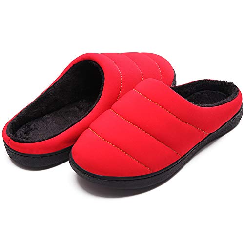 Husk'Sware Pantoufles Chaudes pour Hommes Pantoufles résistantes à l'eau pour Hommes en extérieur et en intérieur (40 EU-41 EU, Rouge)