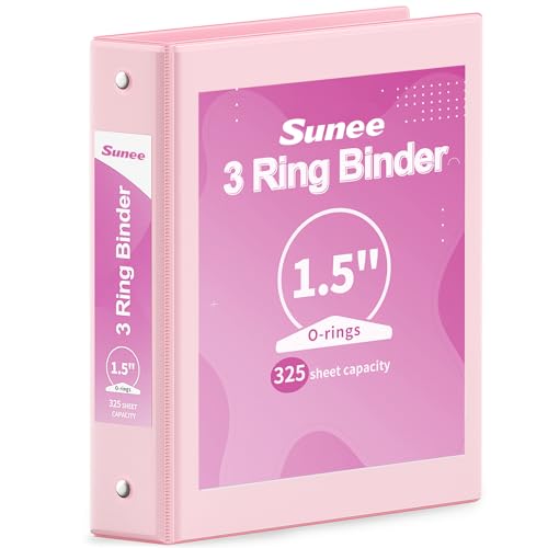 SUNEE 3 Ring Binder 1.5 Inch 1 Pack, Clear View Binder Three...