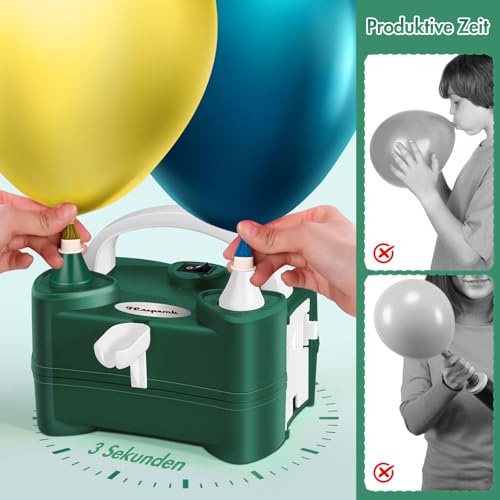 FLSEPAMB 600W Motor Luftballonpumpe Elektrisch Mini, Ballonpumpe Klein with 2 Düse, Intelligenter 2 Modus Pumpe Luftballon Elektrisch,Tragbar Luftballon Pumpe Elektro 4