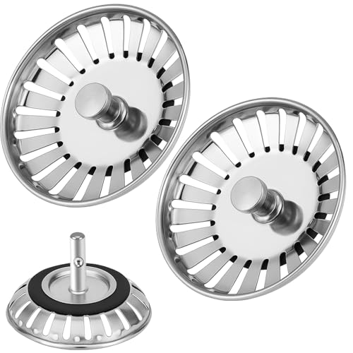 2 Pack Kitchen Sink Strainer Plug,Diameter Drain Basket Filter,Stainless Steel Sink Drainer Waste Plug Basket Strainer and Plug Replacement for Kitchen Sink(Diameter 80mm)