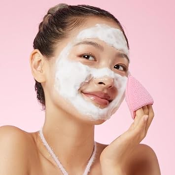 APRILSKIN Pink Aloe Facial Polish Cleanser with Heart-Shaped Plush Facial Cleansing Sponge
