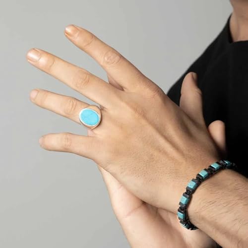 Turquoise Men’s Ring 925 Men’s Silver Turquoise Ring Handmade Gemstones Ring for Mens and Womens turquoise ring for men4