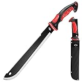 11 Inch Serrated blade Machete with Nylon Sheath - Saw Blade Machetes with Non-Slip Rubber Handle - Best Brush Clearing Tool Grand Way 111084
