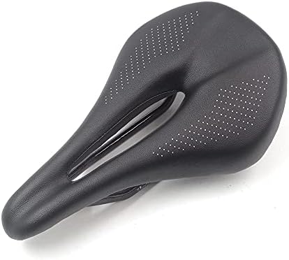 WALGUN Lightweight Carbon Fiber Bike Seat for Men Women Comfortable Leather Cover MTB Mountain Road Bike Carbon Rail Bicycle Saddle Cushion - 143mm/155mm (Black, 155mm)