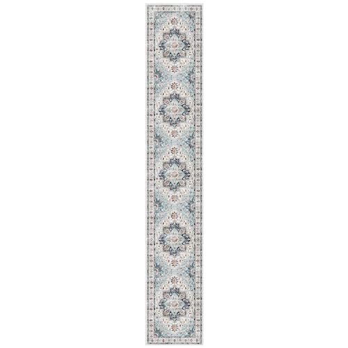 Madane Hallway Runner Rug 2'6''x14' Kitchen Runner, Non Slip Vintage Runners for Hallways Washable Kitchen Rugs Soft Low Pile 2.5x14 ft Rug Runner for Laundry Room, Entryway and Bedroom, Blue