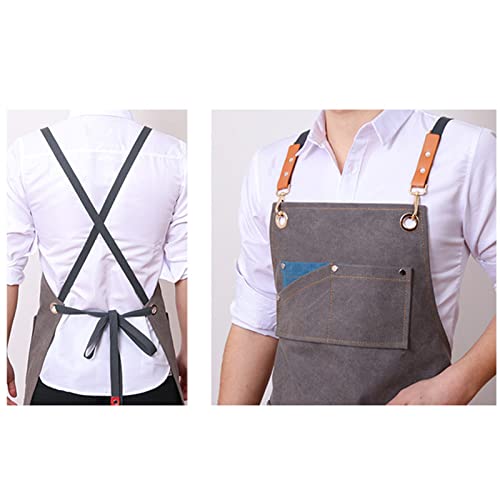 FYYYY Delantal Cocina, Delantal con Espalda Cruzada para Hombres Y Mujeres con Correas Ajustables Y Bolsillos Grandes… - Imagen 4