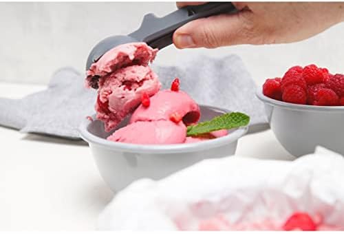 Fackelmann 45917 Plastic Ice Cream Scoop with Ice Ball Lifting Function, Black, 19 cm, Made in Germany