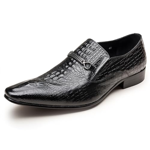 Men's Alligator Crocodile Print Oxfords Fashion Slip on Dress Shoes