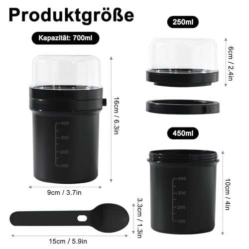 Swkien Müslibecher & Go Becher Joghurtbecher 450ml + 250ml – Ansicht 3