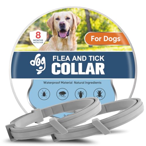 UDyoude Flea Collars for Dogs, Tick Collar for Large Dogs, Adjustable Dog Flea Collar with 8 Months Prevention, Comfort Fit for Large Dog-2 Pcs