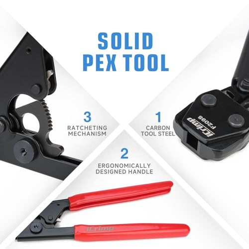 Image of iCrimp 3 /8 to 1 inch Cinch Clamp Crimping Tool Kit, With 1 /2 inch Cinch Clamp Rings(20 Pack) and Brass Fittings(12 Pack), PEX Tubing Cutter