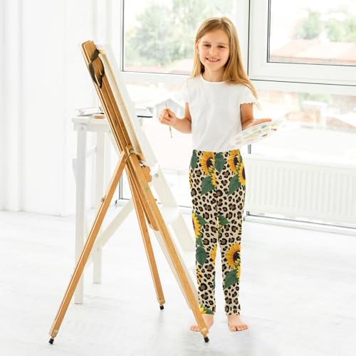 ALAZA Girls' Leggings Children's Yoga Pants Skinny Printed Dance Leopard Sunflower Cheetah Comfortable 4T4