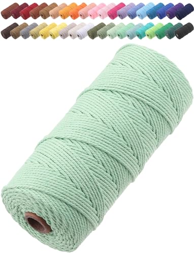 GOHOF Macrame Cord 2mm x 205m Premium Cotton Macrame Rope, 3 Strand Twisted Soft Cotton Cord