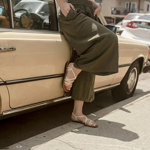 Image of Plaka Flat Sandals for Women Palm Leaf