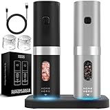 Home Hero Electric Salt and Pepper Grinder Set - Automatic Salt and Pepper Grinder Set Rechargeable. Electronic Salt and Pepper Shakers with LED Light, Electric Pepper & Salt Grinder, Set of 2