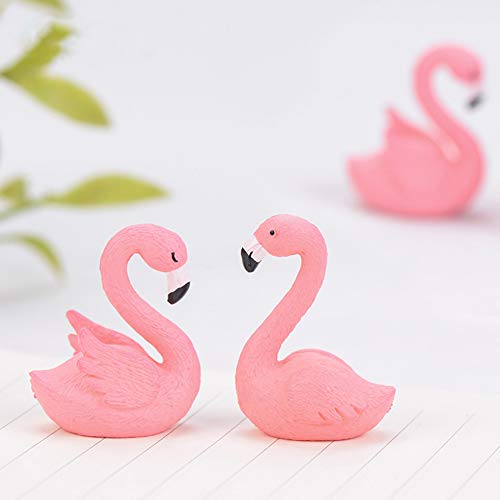 10 Pcs Miniature Flamingo Figurine Easter Cupcake Toppers, Mini Flamingo Cake Decorations For Flamingo Party Bridal Wedding Fairy Garden Decor #TOP1