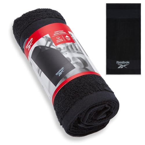 Reebok Capri Asciugamano da Palestra in Cotone – Quick Dry e anti-umidità | Leggero e assorbente gym towel per allenamento, home gym, fitness, viaggi e sport – 40 x 80 cm | Nero | telo palestra