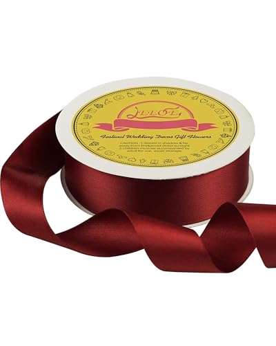 Image of Double Face Satin Ribbon 1 inch X 25 Yards Polyester Burgundy Ribbon for Gift Wrapping Very Suitable for Weddings Party Hair Bow Invitation Decorations and More