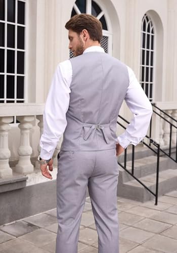 Mens Vest and Pants Suit Set Slim Fit 2 Piece Wedding Suits for Groomsmen Business Prom Homecoming Formal Set4