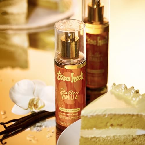 Image of Tree Hut Golden Vanilla Hair & Body Mist, Alcohol-Free Body Spray, 6 Fl Oz, (Pack of 12)