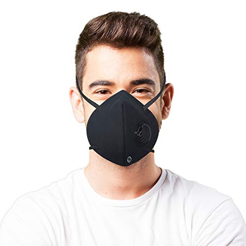 Image of byPureNaturals 5 Layered N95 Face Mask Reusable, Washable Over the Head Black Anti Pollution Face Mask With Respirator Vent.