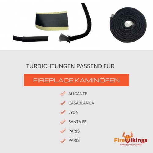 Fireplace Kaminofen Türdichtung 3m ø 9x9mm, Kordeldichtung. Für Modelle: Alicante, Casablanca, Lyon, Santa Fe, Paris, Prag