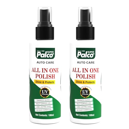 Image of PALCO All in One Polish 100ml (Pack of 2) | Car Interior & Bike Polish Spray | Dashboard, Leather, Plastic, Vinyl & Surface Cleaner | UV Protection