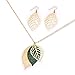 NVENF Leaf Earrings and Long Necklaces Set for Women Boho Gold-tone Multi Tiered Leaves Delicate Chain Dangle Necklace SimpleLeaf Statement Dangling Earrings (B Gold & Green)