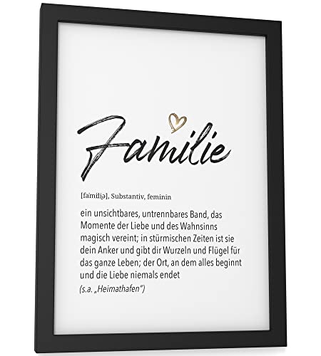 Papierschmiede® Herz Definition: Familie, DIN A5 (ca. 15x21 cm), Poster für Wohnzimmer, Schlafzimmer, Wandbild Wanddeko Geschenk Geburtstag Jubiläum - ohne Rahmen