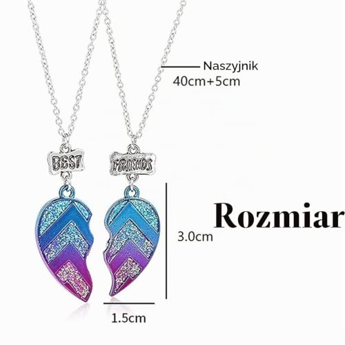 Hudiepan 2 sztuki naszyjników z jednorożcem, naszyjnik z zawieszką w kształcie serca z jednorożcem, naszyjnik z zawieszką w kształcie serca z jednorożcem Najlepszy Przyjaciel, naszyjniki z jednorożcem