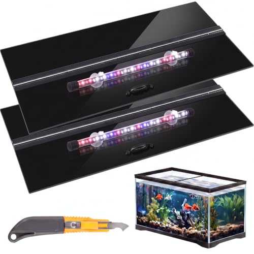 Aquarium Lids with LED Light (2 Pack Black)