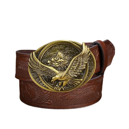 Ceinture western unisexe sangle pour jean avec boucle ovale et motif montagne