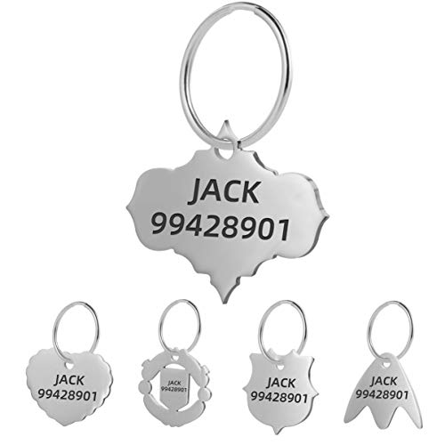 BKDZ Último Estilo Etiquetas de identificación para Mascotas de Acero Inoxidable, Etiquetas Personalizadas para Perros y Gatos. Grabado Frontal y Trasero. (M, Murciélago) Cover