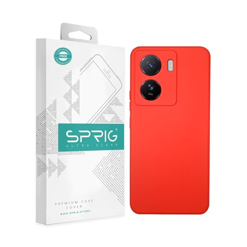 Image of SPRIG Compatible with IQOO Z7s Phone TPEE Premium Back Cover Drop Tested Shock Proof Mobile Case for Men, Women, Boys and Girls with Camera Protection (Red)