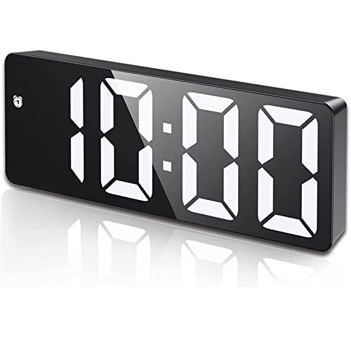Smart LED Digital Alarm Clock: Electric Nightlight with 3 Adjustable Brightness, Voice Control Desk Clock with Date/Month/Temperature Displayed, with USB/Battery Powered for Home Bedroom