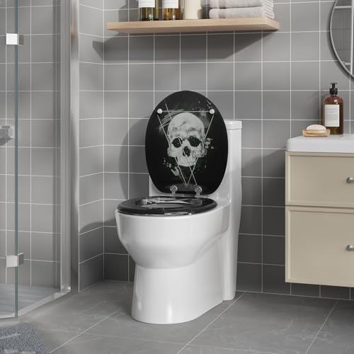 WOLTU Premium WC-Sitz Toilettensitz mit Absenkautomatik, MDF Holzkern, Softclose Scharnier, Desgin Décor Oval