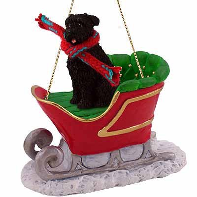 Bouvier des Flandres ornement de Noël en bois durable avec motif traîneau pour sapin festif