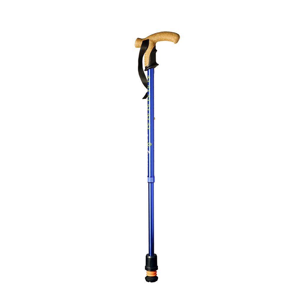 Flexyfoot Shock Absorbing Cork Handle Walking Stick - Improved Comfort, Improved Grip, Improved Safety – Colour: Blue