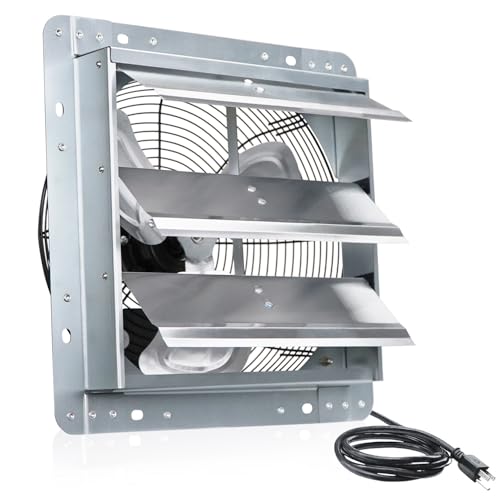 VENTISOL 12 Inch Exhaust Fan Wall Mounted, 1450CFM Shutter Exhaust Fan with Pre-Installed 1.65m...