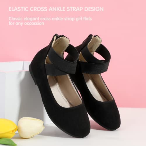 Hehainom Girls Dress Shoes Toddler Little Kids Gracy Ballet Mary Jane Ballerina Flats with Elastic Ankle Strap2