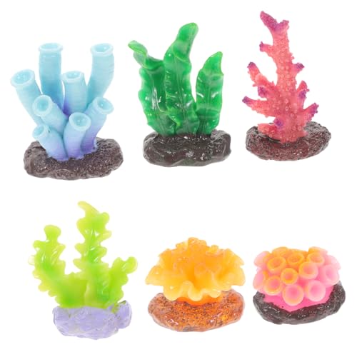 VICASKY 6Pcs Artificial Coral Reef Decorations for Fish Tanks Lifelike Resin Aquarium Ornaments Miniature Coral for Turtle Aquariums and Landscape Enhancement