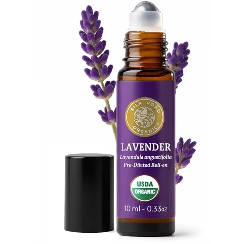Image of Silk Road Organic Lavender Essential Oil Roll On for Stress Relief, Sleep, Calm & Relaxation | USDA Certified Aromatherapy Roller (10 ml)