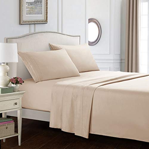 Parure de lit drap plat beige chic et taie d'oreiller de luxe - 4